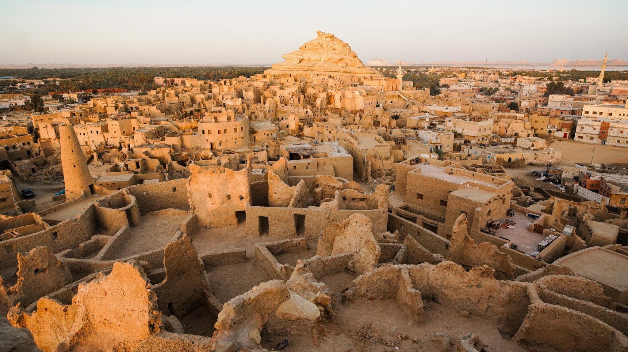 Siwa Oasis Shali Fortress sunset panoramic view
